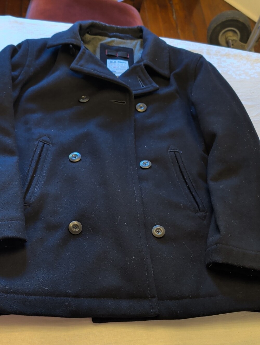 Old Navy Dark Navy Blue Double-Breasted Peacoat Mens Large